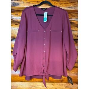 Fortune + Ivy Caziah Mixed Material Tie‎ Front Blouse Size XL